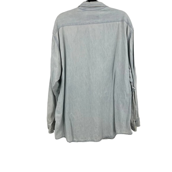 Vintage Harley Davidson Distressed Light Denim Button Up Shacket Men's Large - Picture 2 of 10